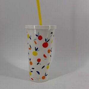 Kate Spade White Tumbler with Colorful Fruit Design